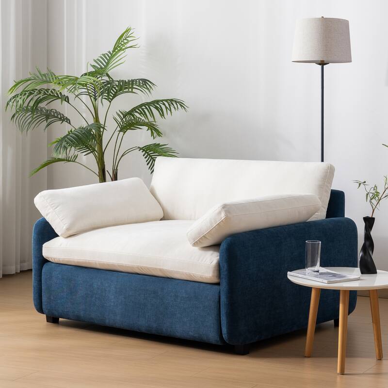 Oversized Chenille Single Sofa Chair – Wide and Deep Seat Accent Chair with Throw Pillows by Harper&Bright Designs