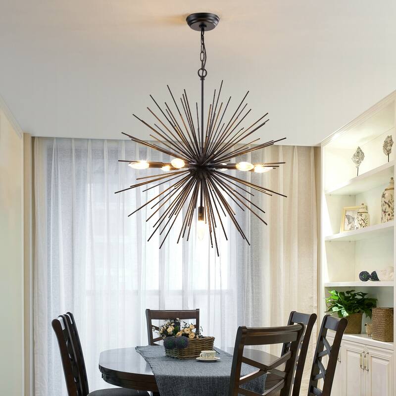 Maxax 7-Light Sputnik Sphere Chandelier with Wrought Iron Accents