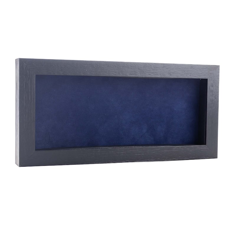 12x24 Shadow Box Frame Textured Black Wood Includes a Navy Blue Real Suede Texture Acid-Free Backing Board - Holds 12x24 Photo