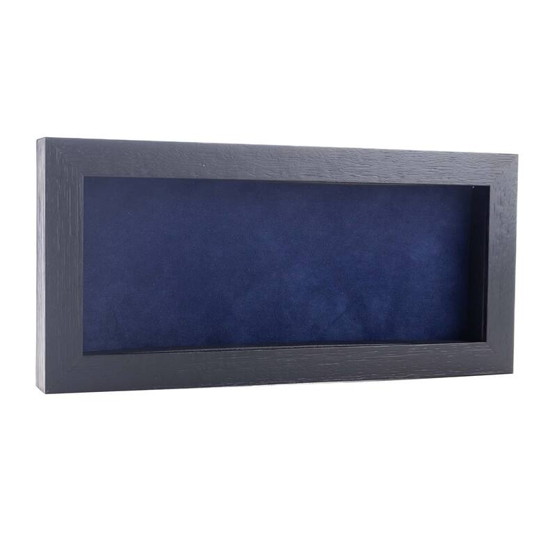 14x22 Shadow Box Frame Textured Black Wood Includes a Navy Blue Real Suede Texture Acid-Free Backing Board - Holds 14x22 Photo