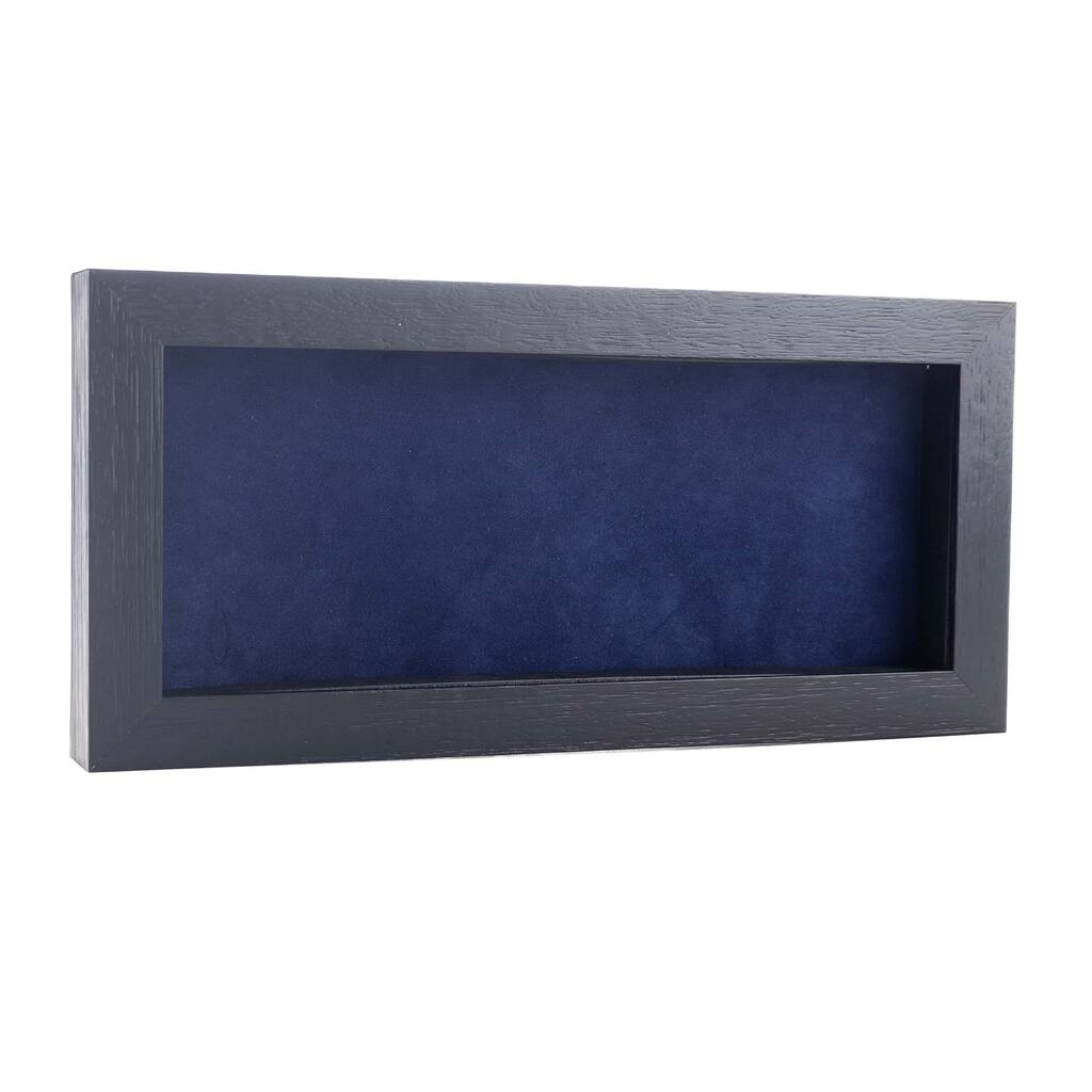 14x22 Shadow Box Frame Textured Black Wood Includes a Navy Blue Real Suede Texture Acid-Free Backing Board