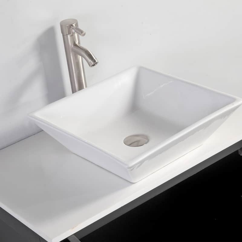 Vanity Art 48" Single Sink Bathroom Vanity Combo Set with Engineered Marble Top and Free Mirror - 48 x 18.5 x 36 Inches