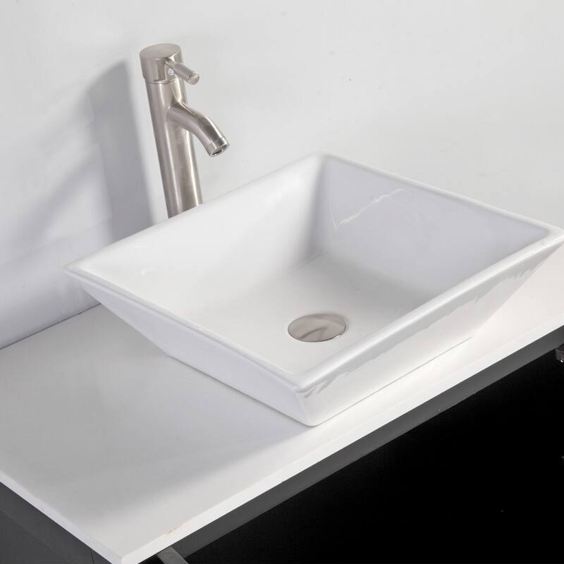 Vanity Art 96" Double Sink Bathroom Vanity Set with Engineered Marble Top and Free Mirror