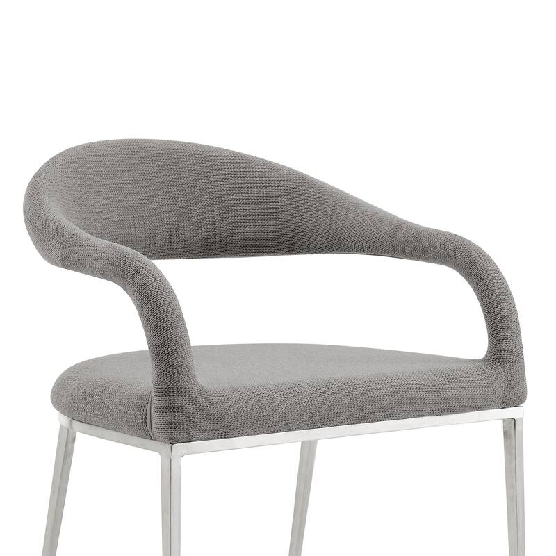 HomeRoots Set of Two Gray And Silver Upholstered Polyester Open Back Dining Arm Chairs