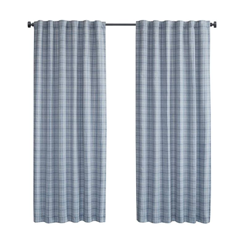 Plaid Rod Pocket and Back Tab Curtain Panel