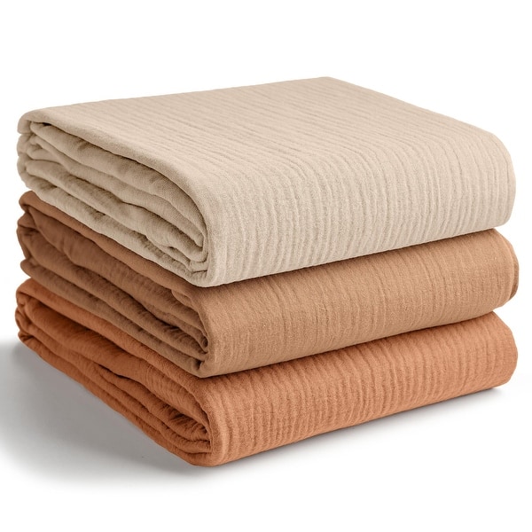 slide 2 of 31, Muslin Swaddle Blankets Pack of 3 by Comfy Cubs Sand, Cedar, Caramel