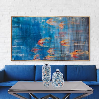 Allan Andrews Rectangular Abstract Blue & Orange Canvas Wall Art