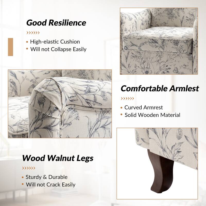 Samouel Modern Floral Upholstered Armchair with Wingback Design Set of 2 by HULALA HOME