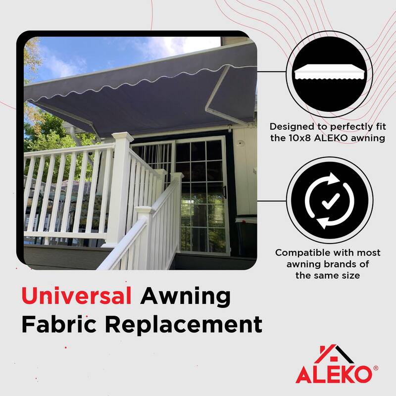 ALEKO Fabric Replacement for Retractable Awning 10 x 8 ft Grey