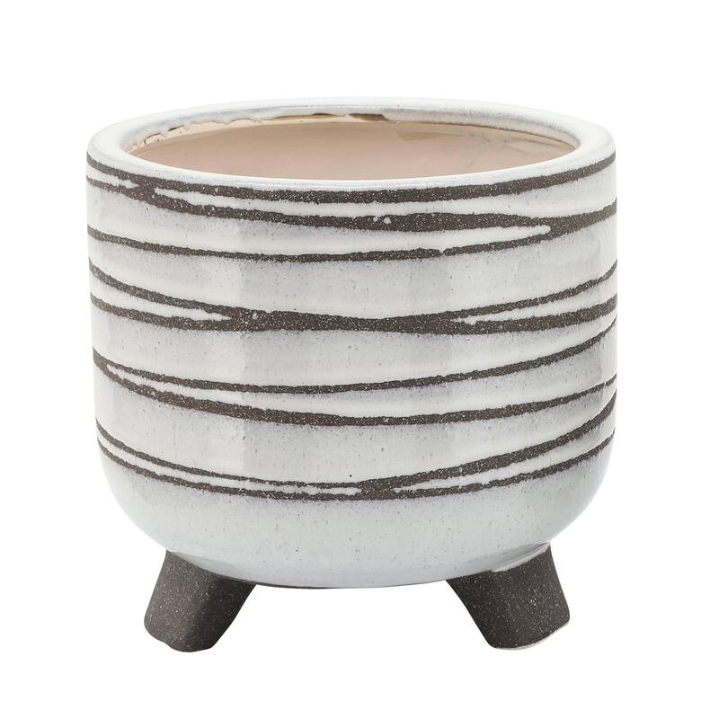 6/8" Ceramic Footed Planter,Set of 2