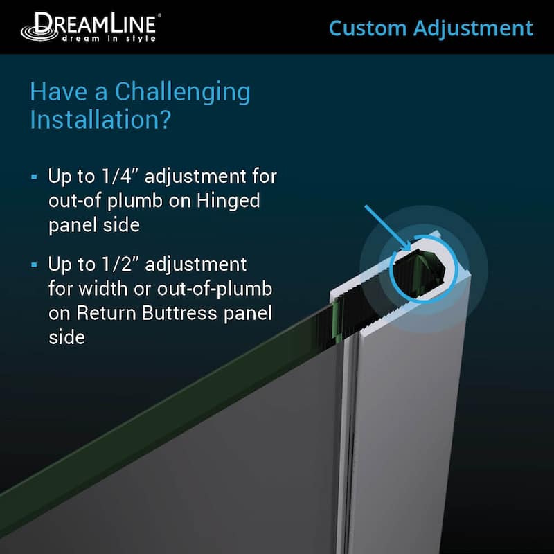 DreamLine Unidoor-X 60 in. W x 36 3/8 in. D x 72 in. H Frameless Hinged Shower Enclosure - 36.38" x 60"