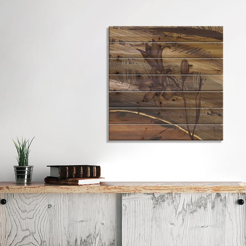 Fleurs d'or I Print On Wood by Anne Brochard - Multi-Color