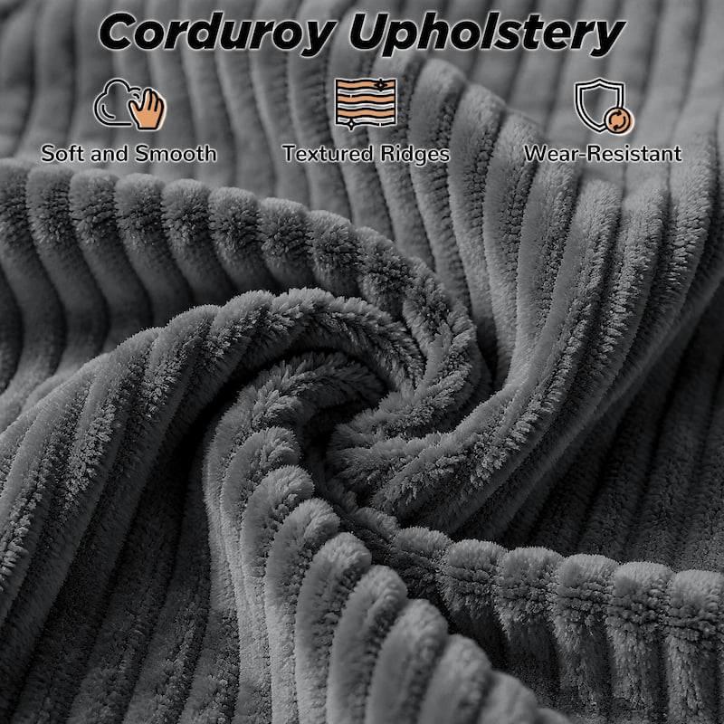 116.5" Modern Corduroy Upholstered Sectional Sofa Rectangle 4-Seater Sofa