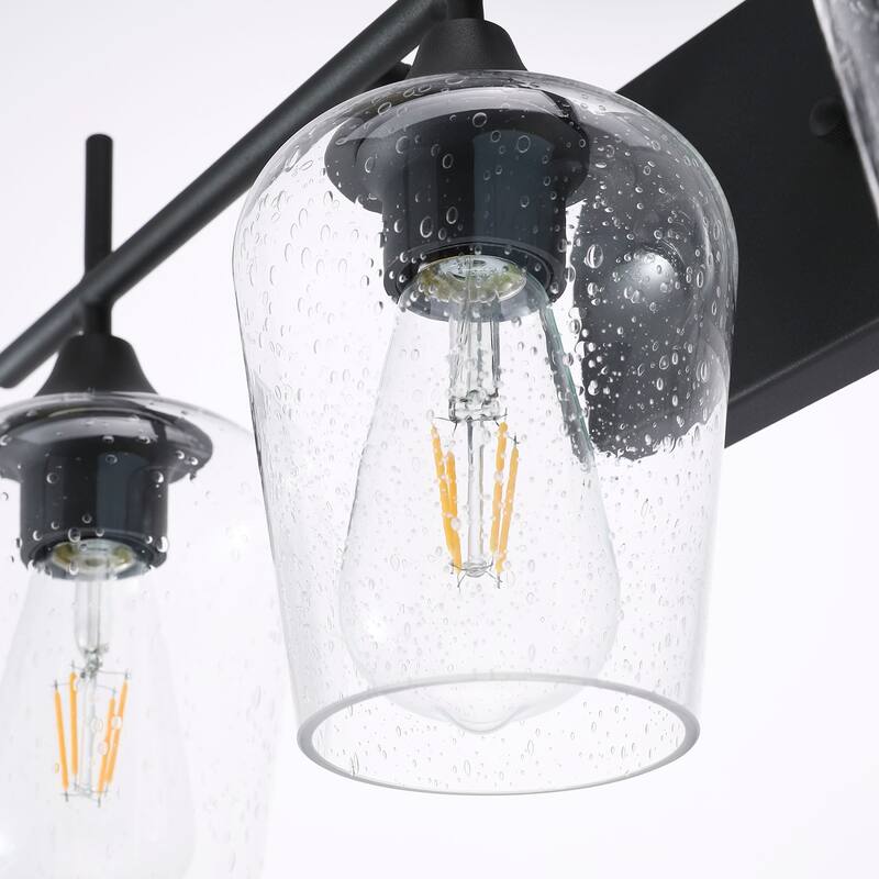 CO-Z Matte Black Vanity Light with Clear Seeded Glass Shade