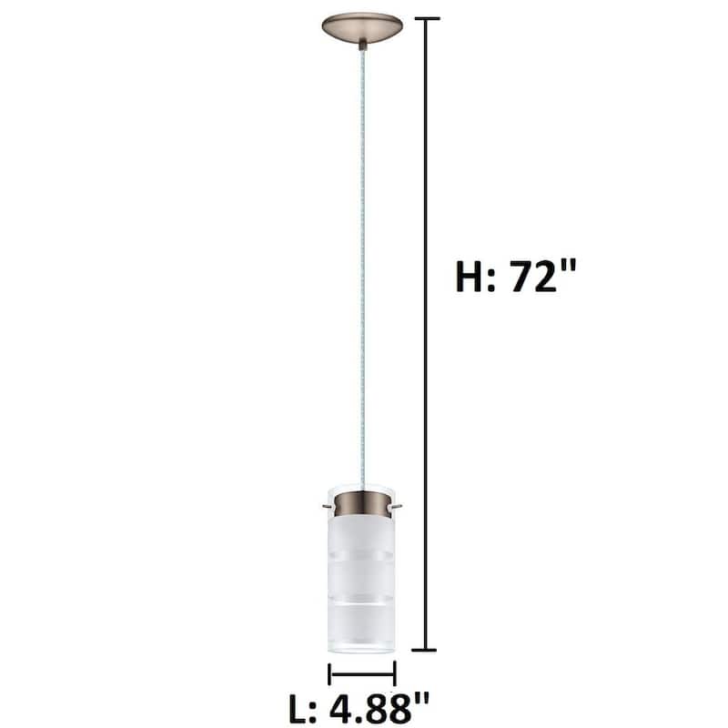Eglo Olvero 1-Light Satin Nickel LED Pendant with Frosted and Clear Glass