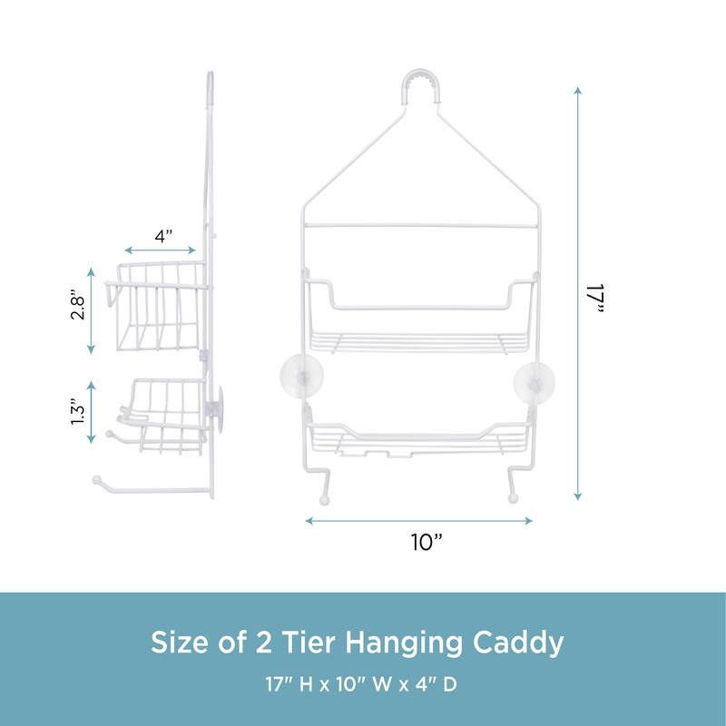 Kenney Rust-Resistant 2-Tier Small Hanging Shower Caddy - White