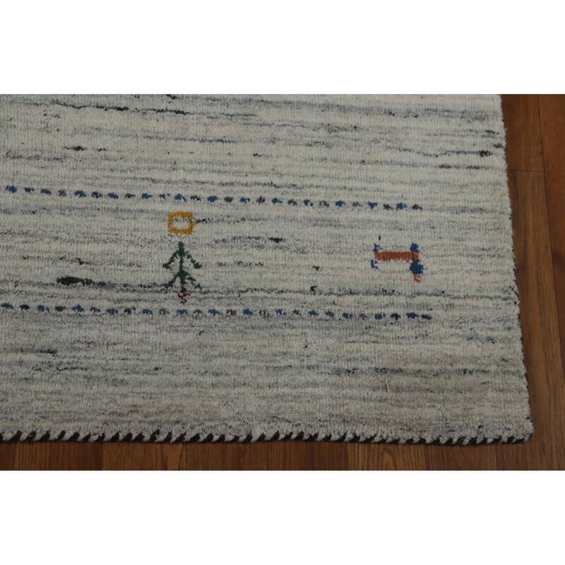 Gabbeh Indian Rug Handmade Wool Tribal Beige Carpet - 4'0" x 5'9"