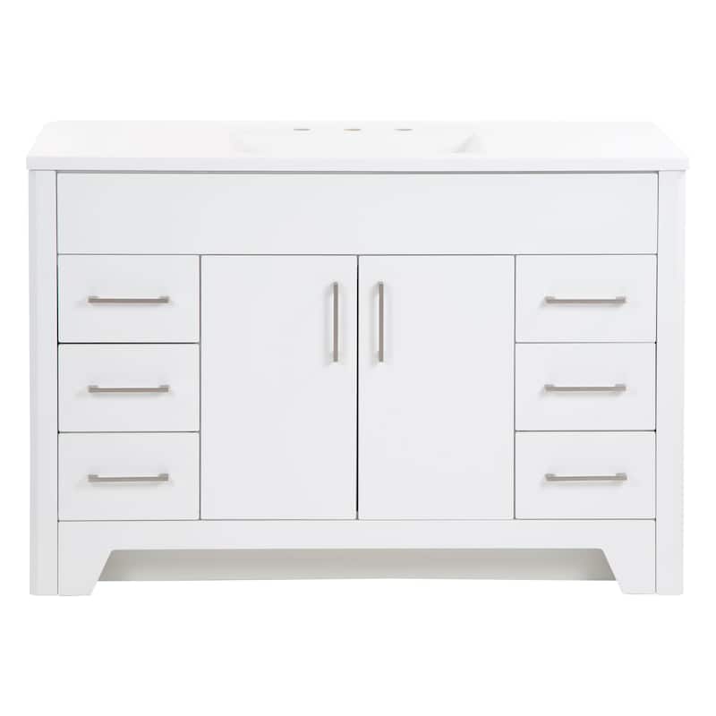 Spring Mill Cabinets Salil 48.5" Bathroom Vanity With Cabinet, 4 Drawers, and White Sink Top