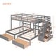 preview thumbnail 12 of 16, Triple Bunk Bed with Stairs and Storage, Full Over Twin & Twin Bunk Bed for 3, Wooden Bunk Bed