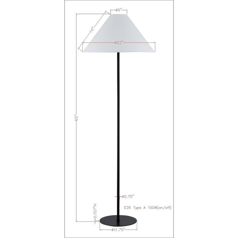 Brock 65" Floor Lamp with Linen Shade, Black