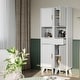 preview thumbnail 16 of 19, Garvee 67" Tall Freestanding Narrow Raised Bathroom Laundry Storage Cabinet with Drawer