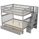 preview thumbnail 15 of 16, Full Over Full Solid Wood Bunk Bed with Two Drawers and Storage Staircase, High Guardrail