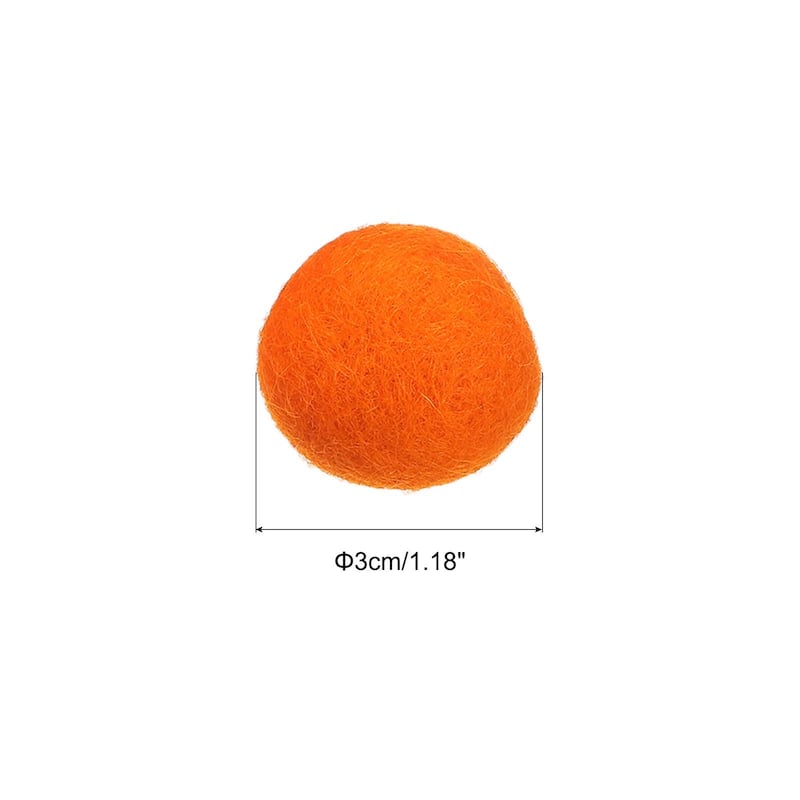Wool Felt Balls Beads Woolen Fabric 3cm 30mm for Home Crafts 5Pcs - Orange