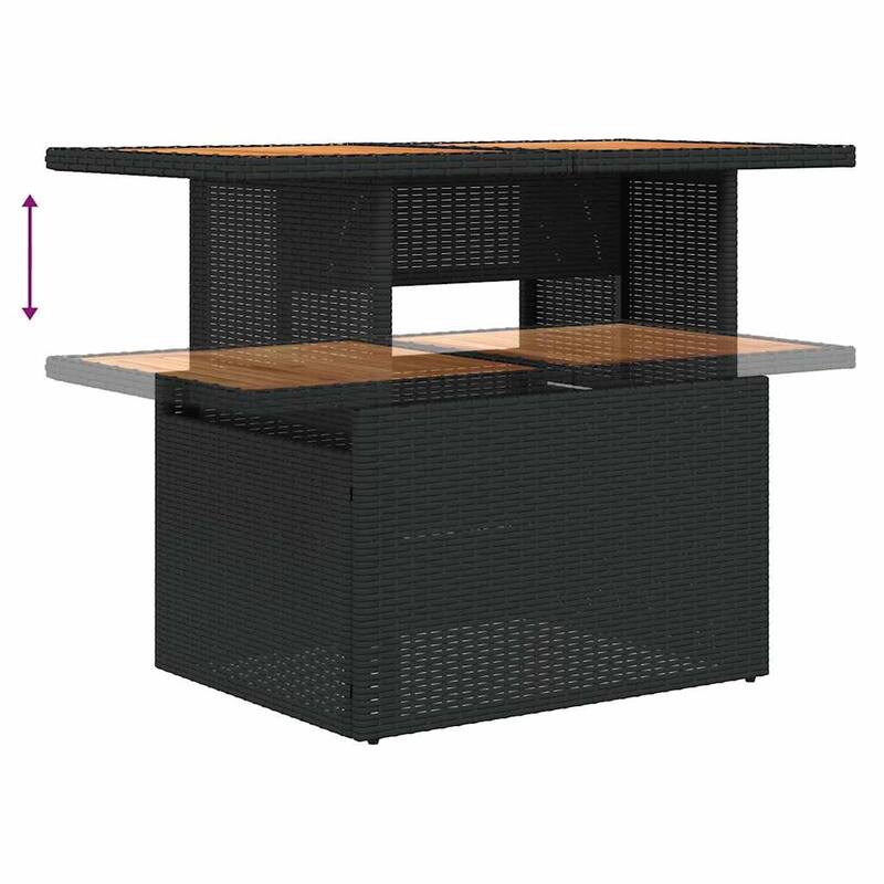 vidaXL Garden Sofa Set Black PE Rattan Large Adjustable Armrests - 21.7 x 39.4 x 28.7 in