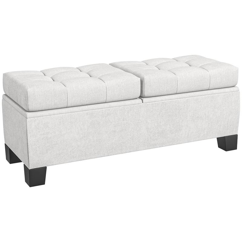 46" Storage Ottoman Bench,Button Tufted Storage Bench with Steel Frame
