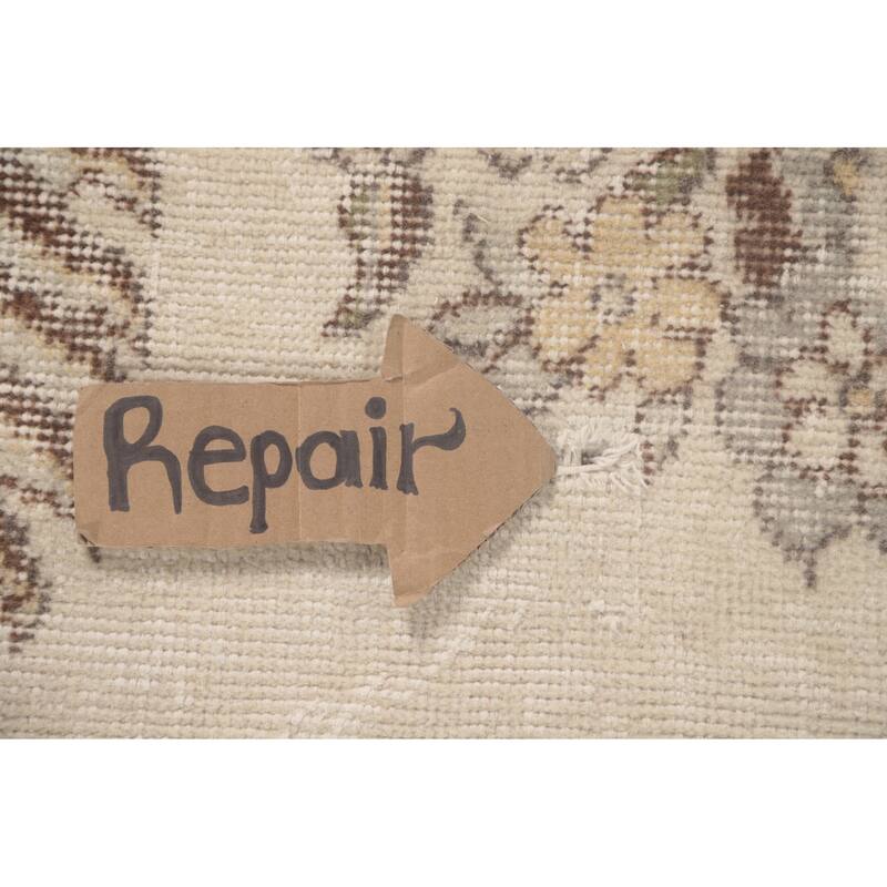 Anatolian Turkish Vintage Rug Handmade Distressed Beige Wool Carpet - 6'1" x 9'7"