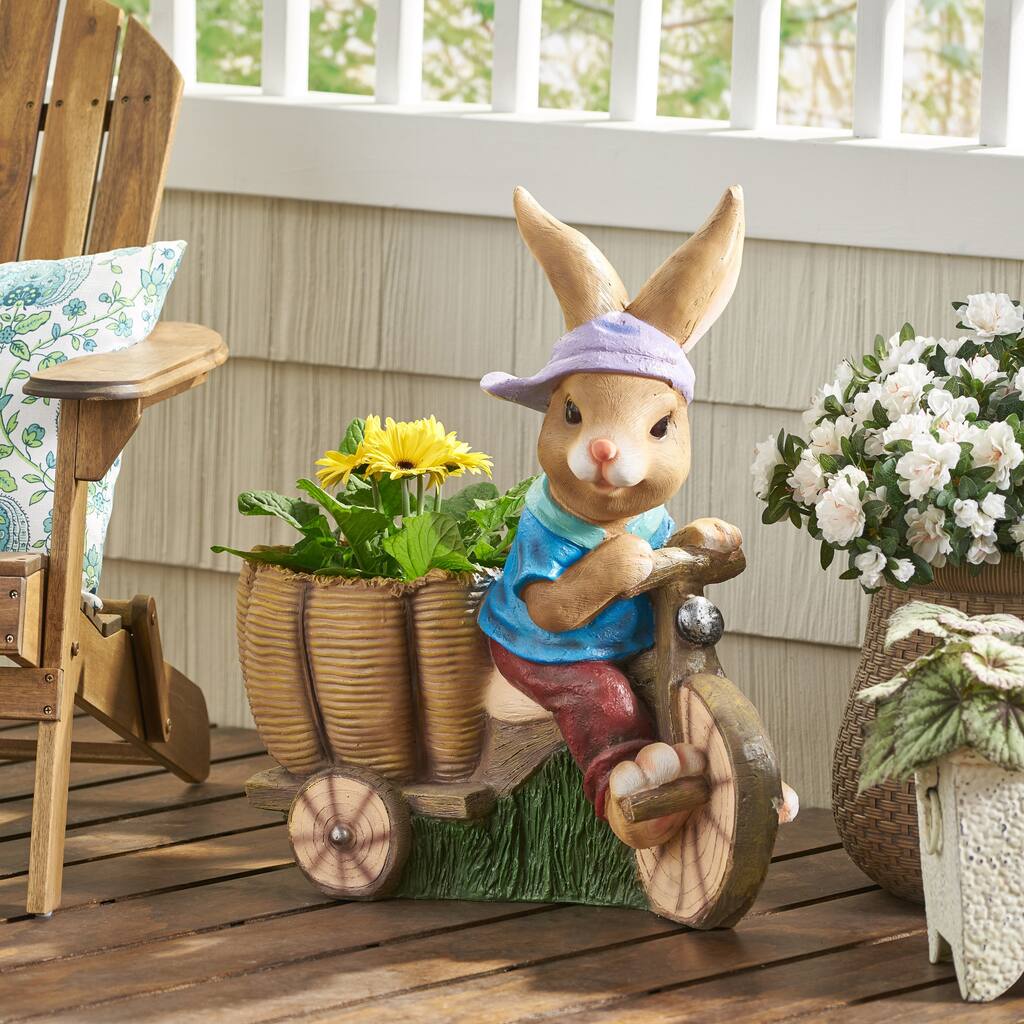 Raglan Outdoor Decorative Rabbit Planter by Christopher Knight Home ...