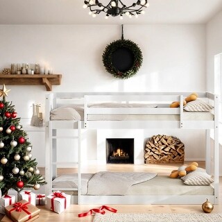 Muti-Functional Bunk Bed, Twin over Twin Bunk Bed with 4 Drawers and 3 Shelves