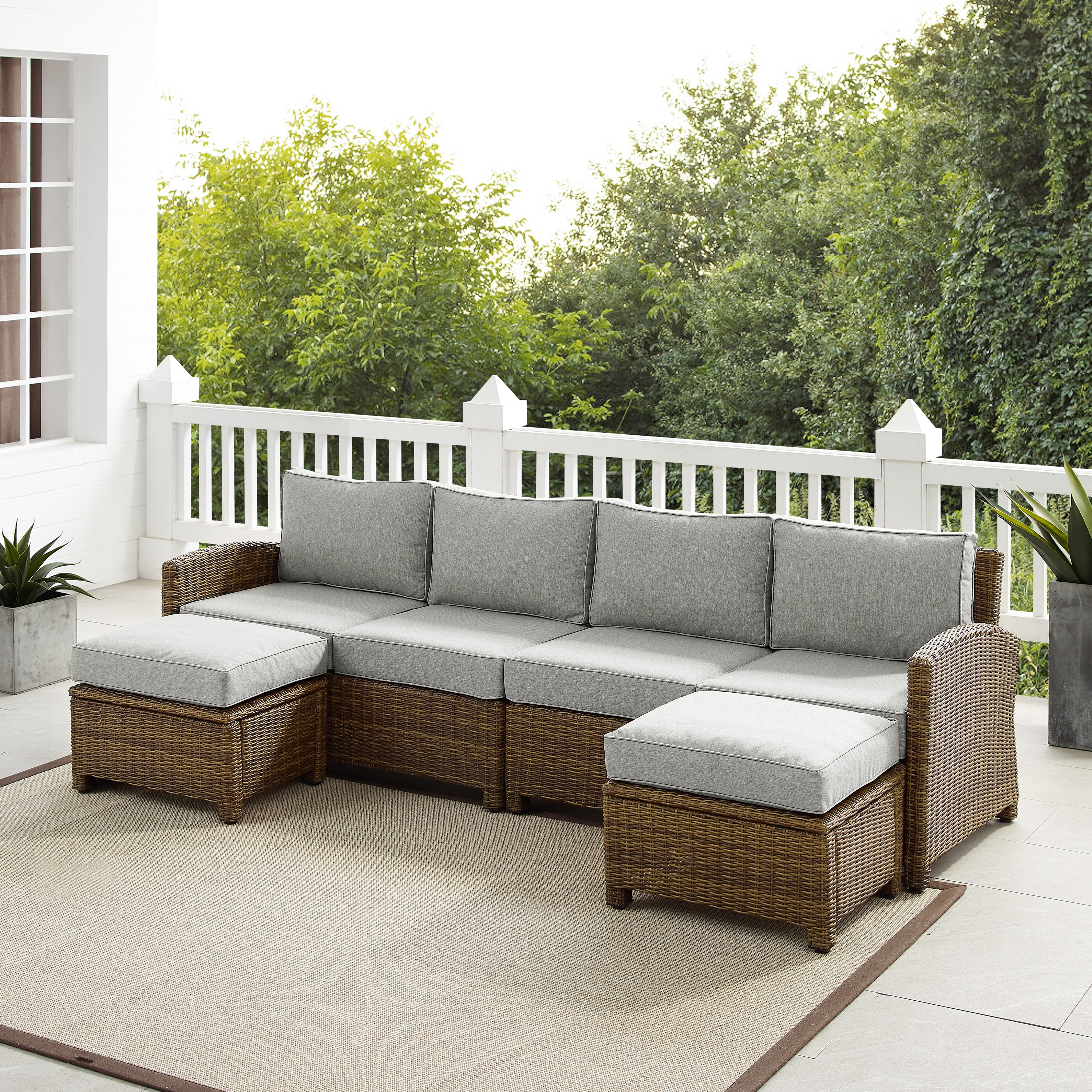 Crosley Bradenton 4Pc Outdoor Wicker Sectional Set - 70.5"d - Picture 7 of 20