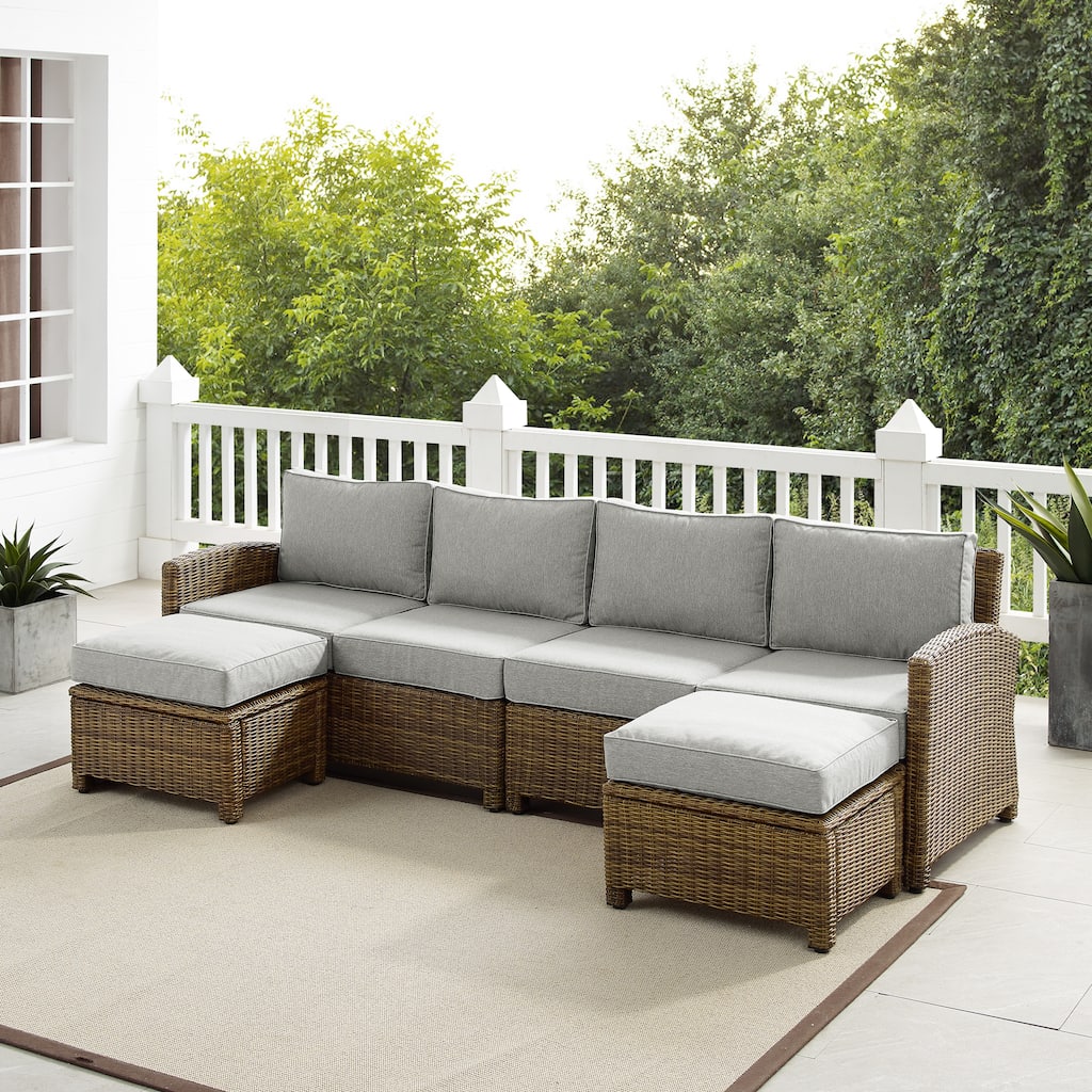Crosley Bradenton 4Pc Outdoor Wicker Sectional Set - 70.5"d x 105.5"w x 32.5"h
