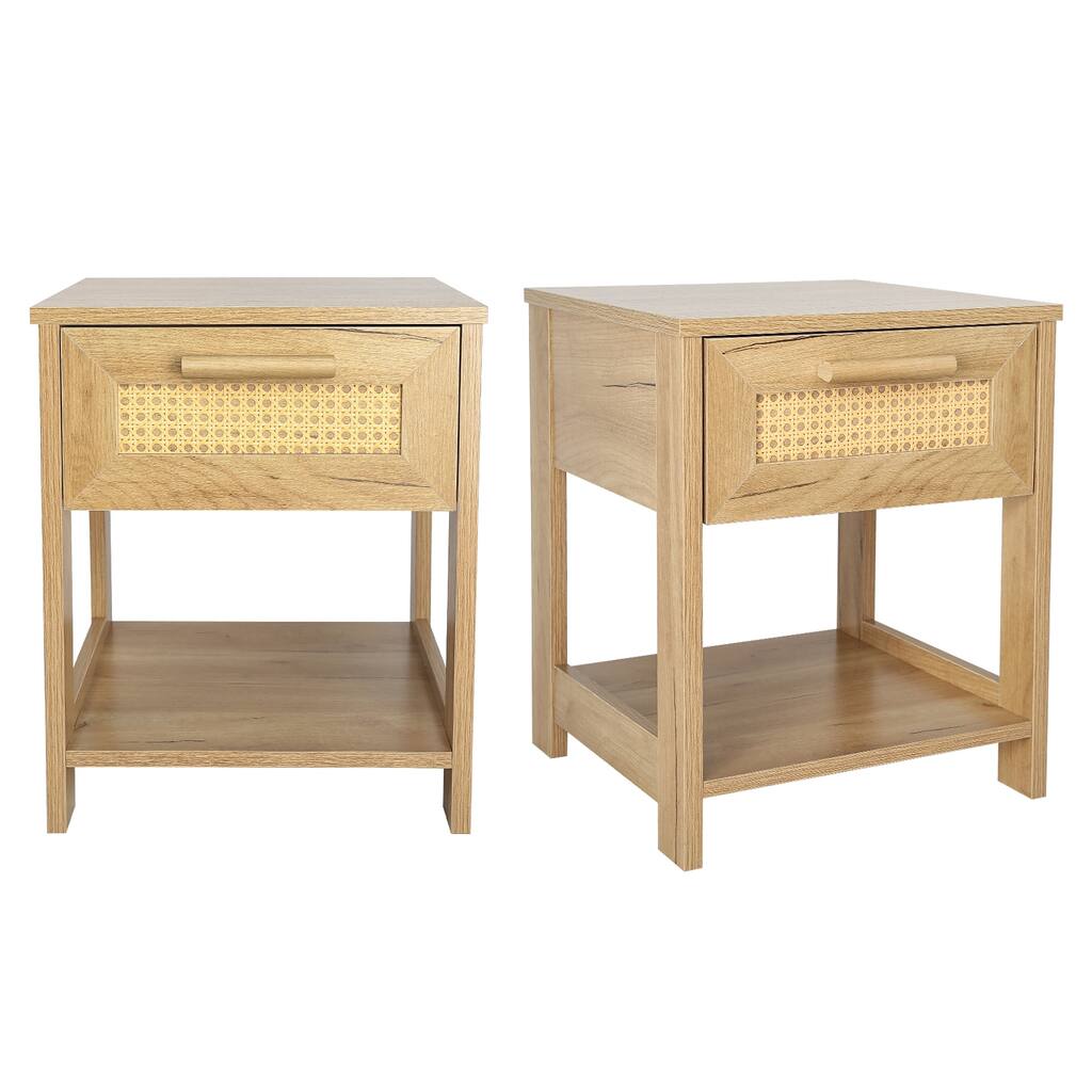 Two-drawer Natural Nightstand (Set of 2)
