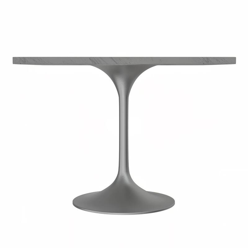 LeisureMod Verve Square Dining Table with White Marbleized Resin Top and Modern Brushed Steel Base for Kitchen