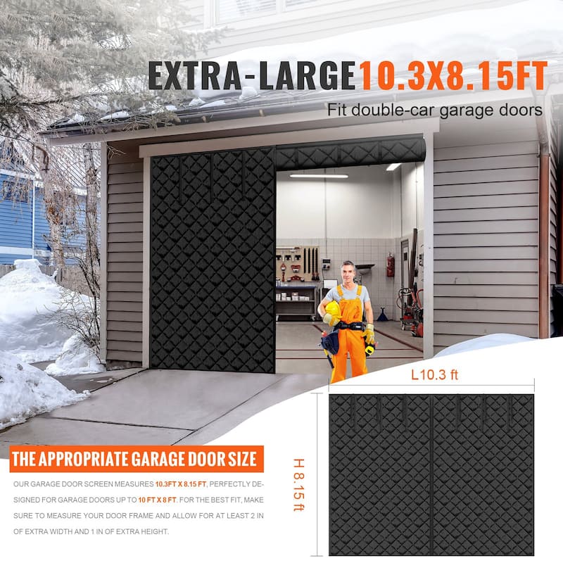 Garage Door Screen for Winter 10.3 x 8.14 ft Garage Door Insulation Kit - Multi