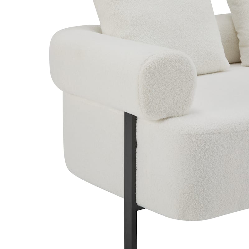 Christopher Knight Home - Leontius Boucle Sofa with Rolled Armrests and 3 Plush Pillows
