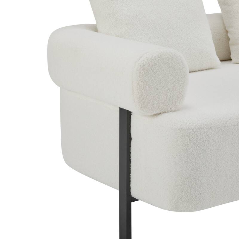 Modern 3-Seater Upholstered Chaise Lounge Sofa, Recliner Sofa Loveseat Couch Accent Sofa with 3 Plush Pillows