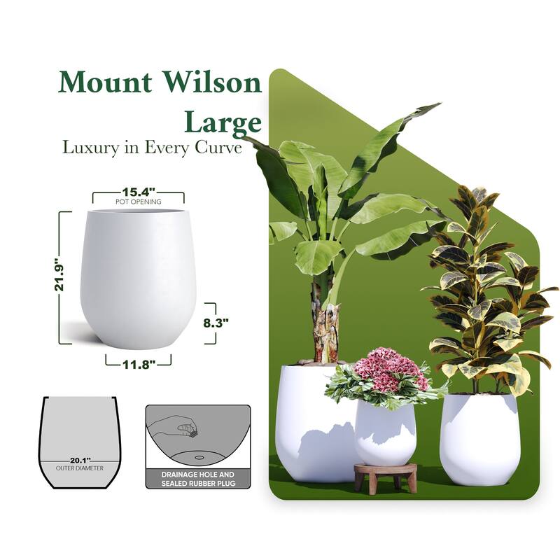 DTY Signature Mount Wilson 1-Piece Fiberstone Tapered Planter for Indoor/Outdoor, Black