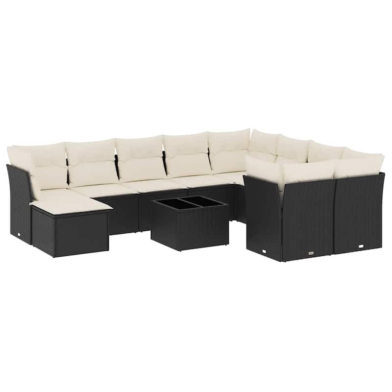 vidaXL Garden Sofa Set Black - 21.7 x 21.7 x 14.6