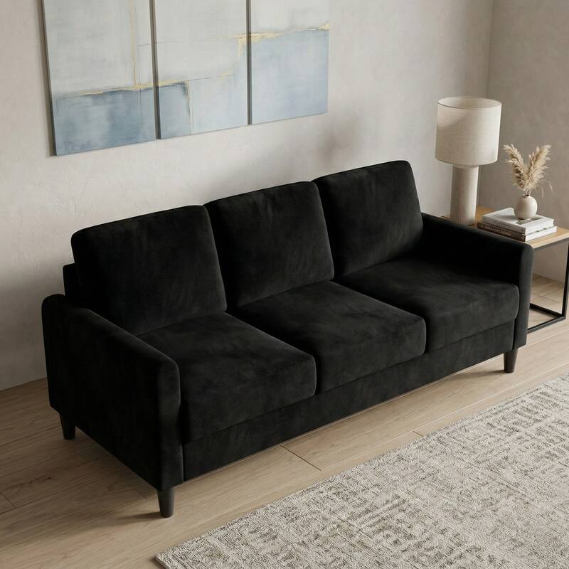 Clayfell Goliad Velvet Arm Sofa with Pocket Spring, Soft Cushions, Clean Lines Design