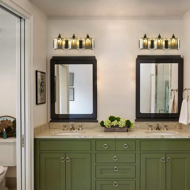 3-Light Modern Luxury Metal & Crystal Vanity Wall Light for Bathroom