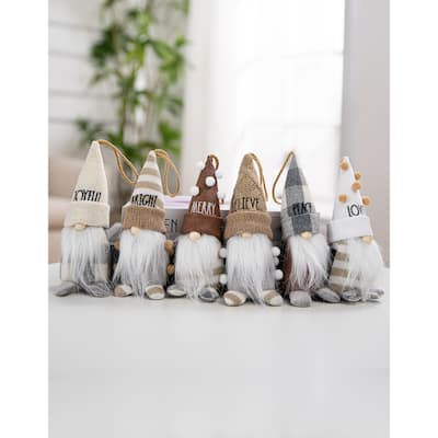 RAE DUNN Set of 6 Gnome Plush Christmas Ornaments