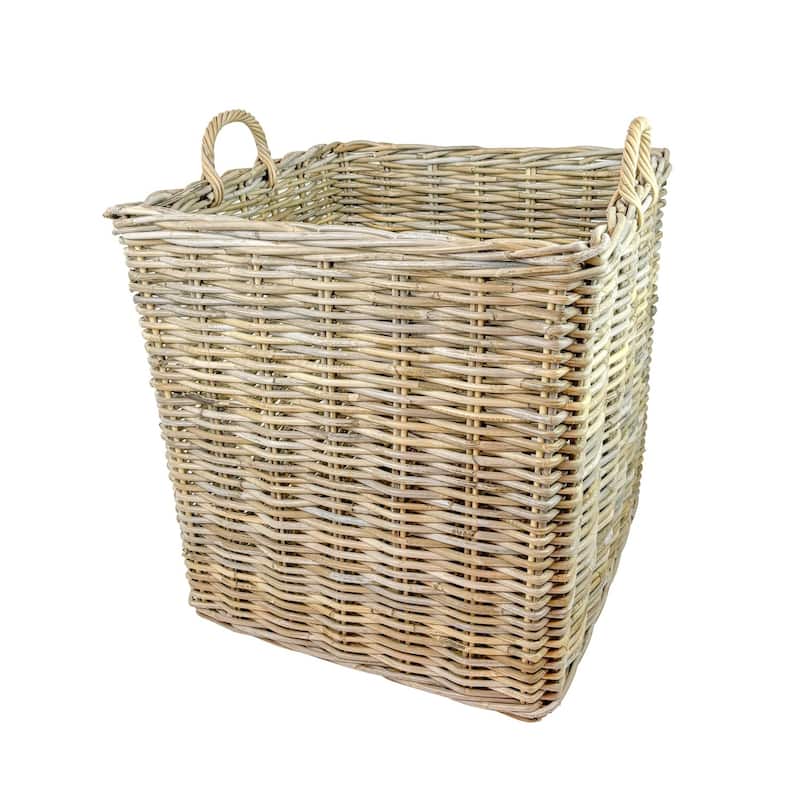 Square Rattan Storage Basket with Handles - 22.75" - Set of 2