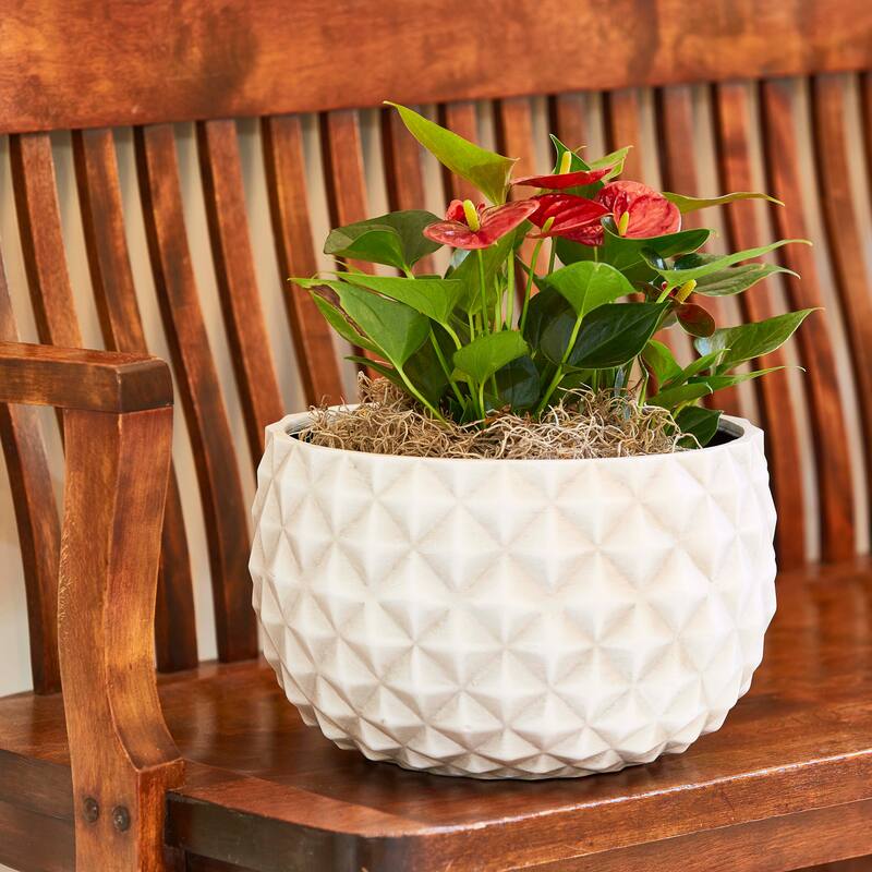 Southern Patio Pineapple White Ceramix 12-inch Bowl Planter