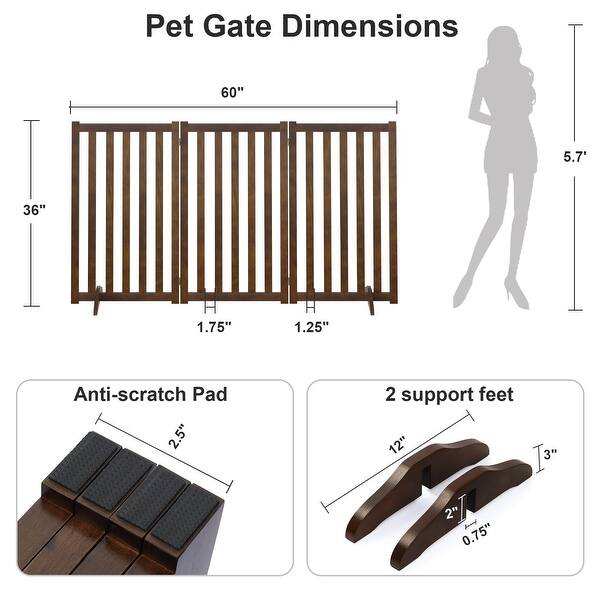 dimension image slide 4 of 20, Wooden Freestanding Panels Pet Gate