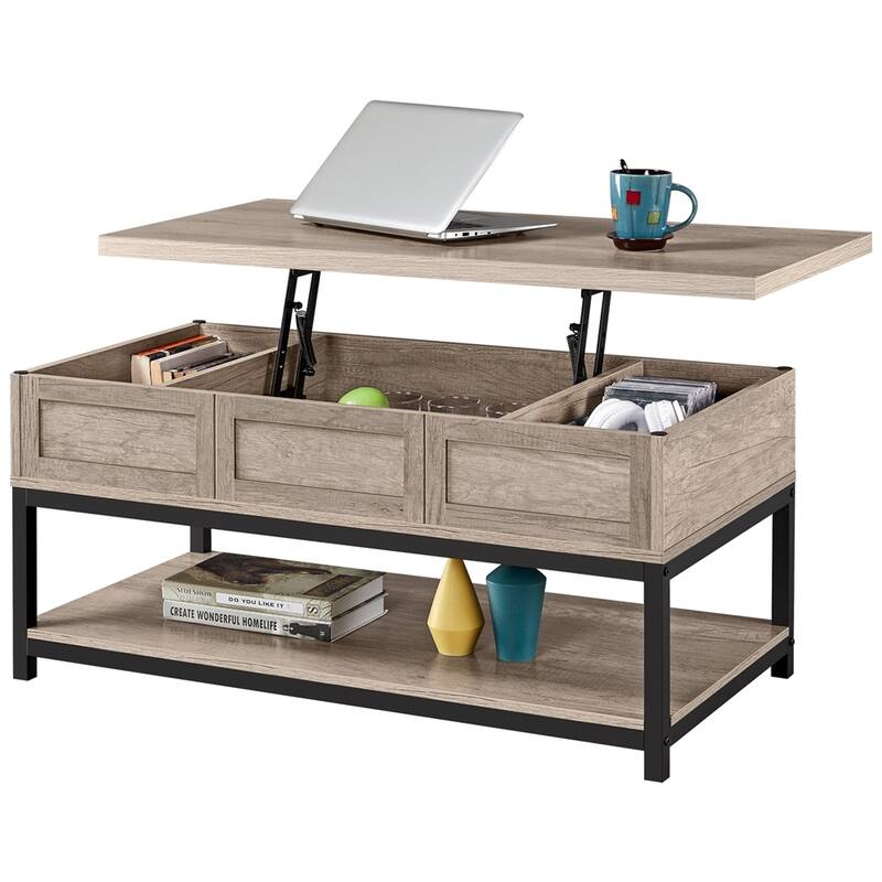 Yaheetech 40" Wooden Lift Top Coffee Table Acent Table w/ Compartments