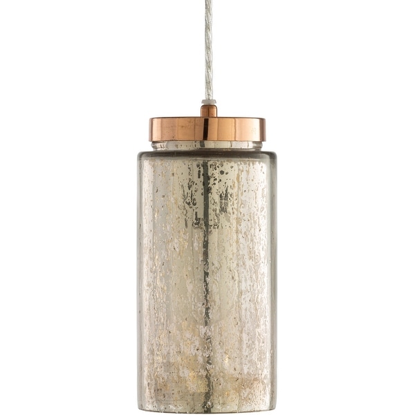 Ojai Distressed Mercury Glass 10-inch Hanging Pendant Light - 10"H x 5"W x 5"D. Opens flyout.