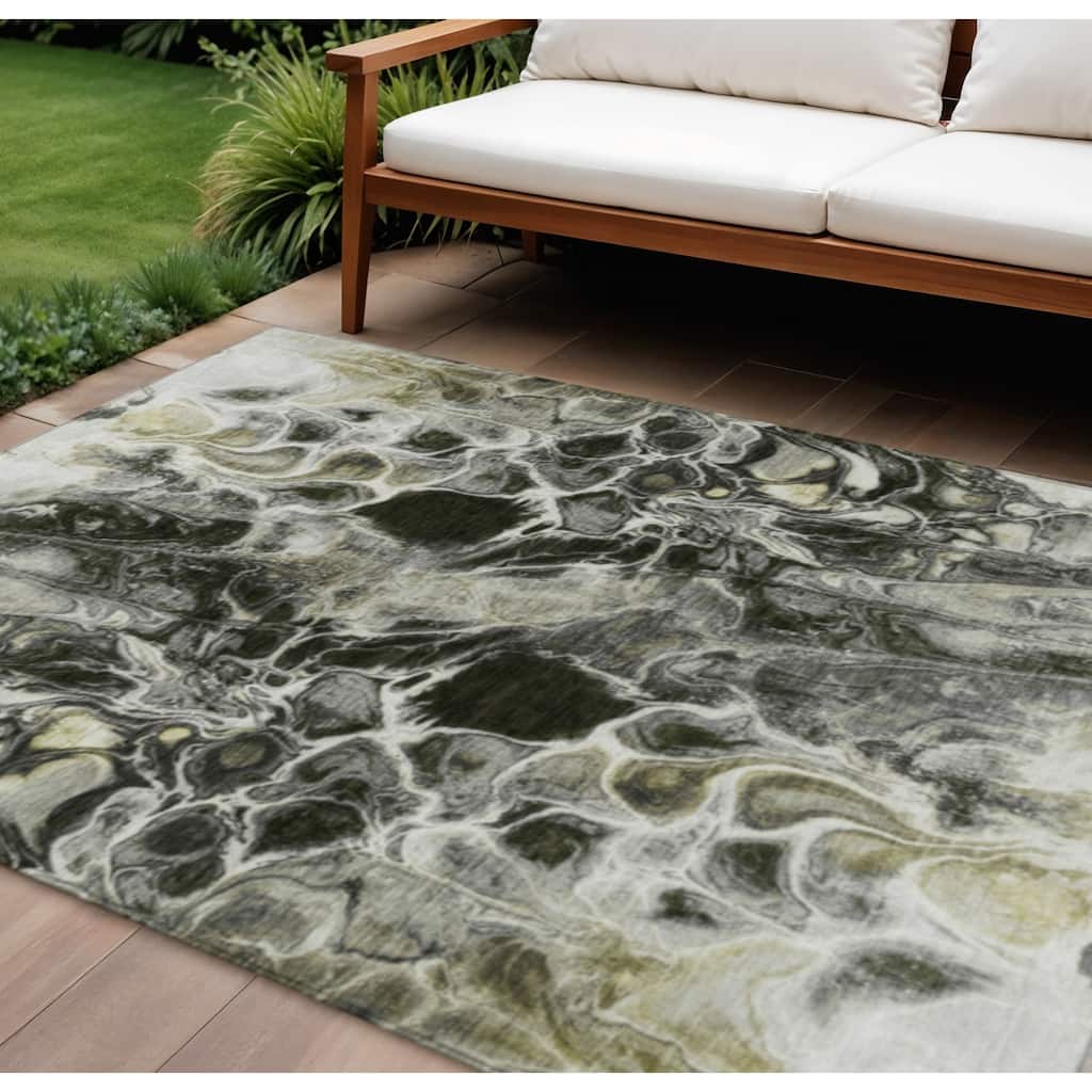 HomeRoots Abstract Transitional Rectangle Outdoor Rug